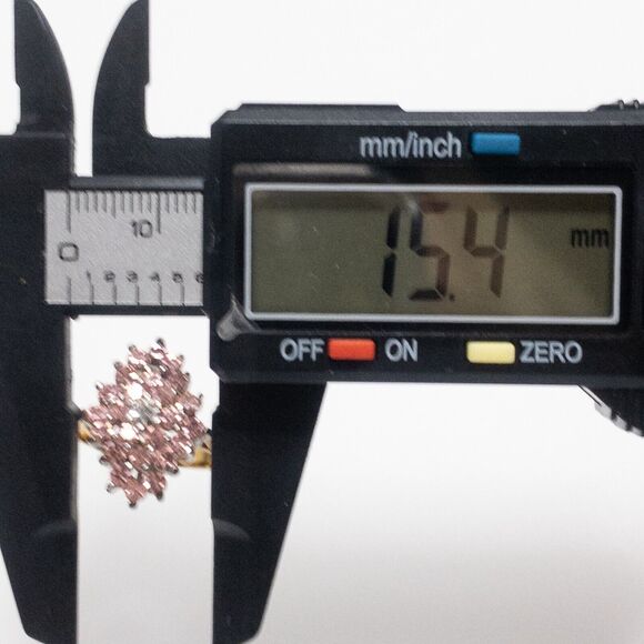 Gold and Silver Tone Ring Pink Clear Glass Cubic Zirconia Cocktail Unmarked SZ 7 - Picture 11 of 13